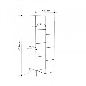 Dulap multifunctional Model Romane, Alb, 62.2x37.4x155.4 cm - Img 5