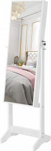 Dulap pentru bijuterii cu oglinda Model Andersen, Alb, 41x36.5x151 cm - Img 2