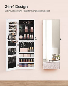 Dulap pentru bijuterii cu oglinda Model Gould, Alb, 37.5x9.7x108 cm - Img 6