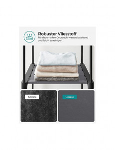 Dulap textil pliabil cu 2 bare pentru umerașe și 2 rafturi reglabile, Gri, 140 × 43 × 174 cm - Img 5