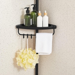 Etajera coltar fara prindere in perete, Songmics, Negru, 35x25x(85-305) cm - Img 2