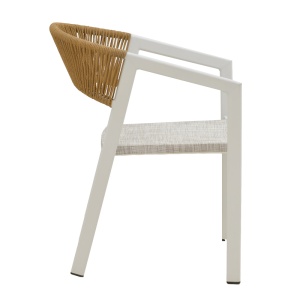 Fotoliu de exterior, Model Glisten, culoare alb si natural, aluminiu si poliratan, 56x62x77 cm - Img 4