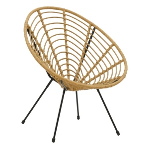 Fotoliu de exterior, Model Naoki, culoare natural si negru, metal si poliratan, 78x74x87 cm - Img 2