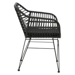 Fotoliu de exterior, Model Naoki, culoare negru, metal si poliratan, 55x58x79 cm - Img 4