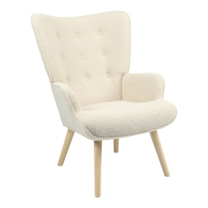 Fotoliu Model Fluffy, Crem/Natur, 75x69x96 cm