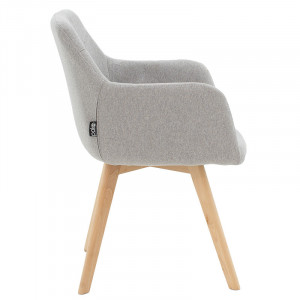 Fotoliu Nasima material textil gri - culoare lemn natural 57x58x84cm - Img 3