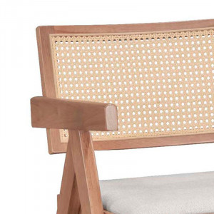 Fotoliu Winslow lemn de arbore de cauciuc, culoarea nuc - pvc ratan culoare lemn natural - material textil gri - Img 3