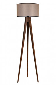 Lampadar Tripod Ceviz Lambader Silindir Koyu Hasır Abajurlu Nuc - Img 2