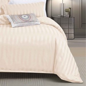 Lenjerie cu elastic 140x200 cm, Damasc, Atlas V5 Crem (Finet) - Img 2