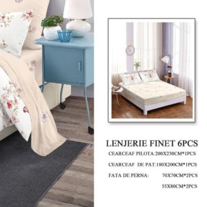 Lenjerie cu Elastic 180x200 cm, Laim 6 Piese (Finet) - Img 3