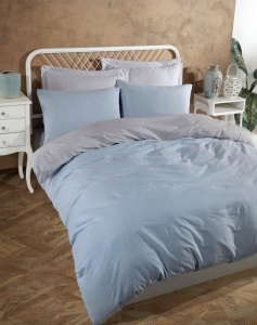 Lenjerie de pat dublu Model Solid Light Blue, Grey