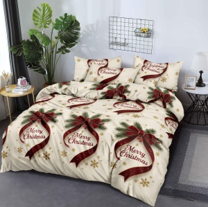 Lenjerie de pat Finet Christmas Elegance V13, 6 piese, cearșaf cu elastic
