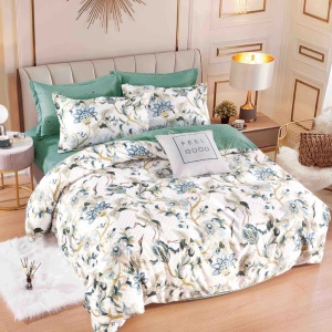 Lenjerie Finet 6 Piese cu Elastic 180x200, Green Leaf