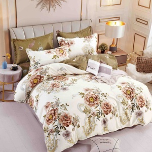 Lenjerie Finet 6 Piese cu Elastic 180x200, Vintage Bloom