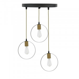Lustra cu 3 lumini Kasper E27 negru-auriu D30x79cm - Img 1