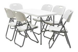 Masa de camping pliabila profesionala Rodeo cu cadru metalic, gri deschis 122x60x74cm - Img 9