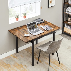 Masă de dining pliabilă pentru 2-4 persoane, stil industrial, Maro Rustic/Negru, 120 × 78 × 76,2 cm - Img 4