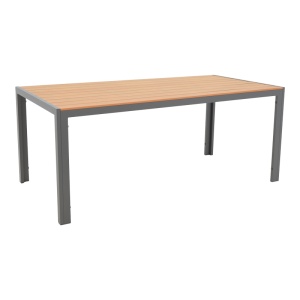 Masa de exterior, Model Nares, culoare natural si antracit, aluminiu si lemn, 180x90x72.5 cm - Img 2