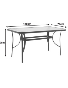 Masă grădină, Pako World, model Ensure, Metal si Sticla Securizata, Alb, 120 x 70 x 70 cm - Img 6