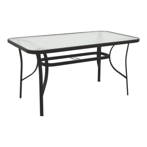 Masă grădină, Pako World, model Ensure, Metal si Sticla Securizata, Negru, 140 x 80 x 70 cm - Img 2