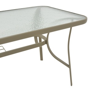 Masă grădină, Pako World, model Ensure, Metal si Sticla Securizata, Champagne, 140 x 80 x 70 cm - Img 6