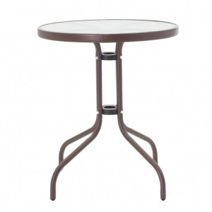 Masa gradina, Pako World, model Watson, structura metal, blat sticla securizata, Maro, Φ60x70cm - Img 3