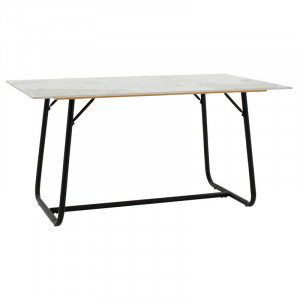 Masa Model Edith, 150x90x75 cm, Alb marmorat/Negru - Img 1