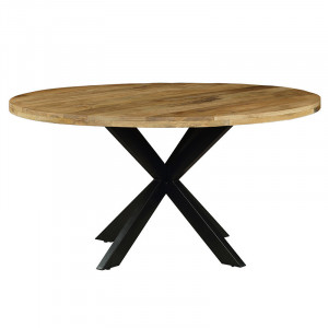 Masa Model Frankie, 150x150x77 cm, Nuc/Negru, Blat lemn masiv - Img 2