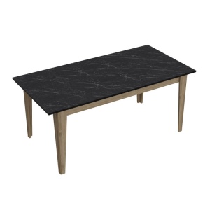 Masa Model Robin, 180x90x76.8 cm, Negru marmorat/Maro - Img 3