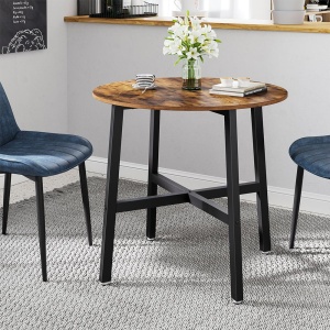 Masă rotundă de dining pentru 4 persoane, stil industrial, Maro Rustic/Negru, Ø80 × 75 cm - Img 3