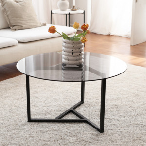 Masuta de Cafea Model Blake, 75x75x42 cm, Negru, Blat Sticla securizata - Img 3
