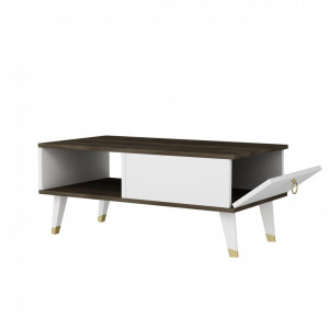 Masuta de Cafea Model Brody, 90x45x42.4 cm, Nuc/Alb - Img 4