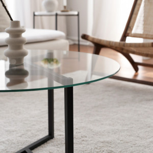 Masuta de Cafea Model Davila, 75x75x42 cm, Transparent/Negru, Blat Sticla securizata - Img 4