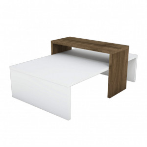 Masuta de Cafea Model Davis, 80x50x31.8 cm, Alb/Nuc - Img 3
