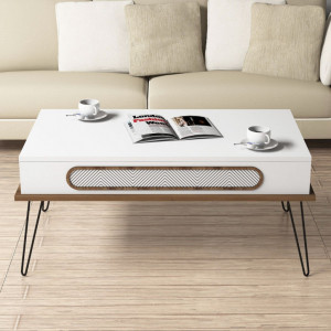 Masuta de Cafea Model Donovan, 105x56x45.8 cm, Alb - Img 2