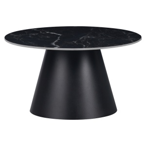 Masuta de Cafea Model Fabrin, Negru marmorat/Negru, D70x40 cm