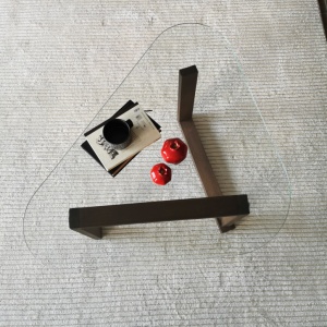 Masuta de Cafea Model Fields, 96x81x41 cm, Nuc, Lemn masiv, Blat Sticla securizata - Img 10