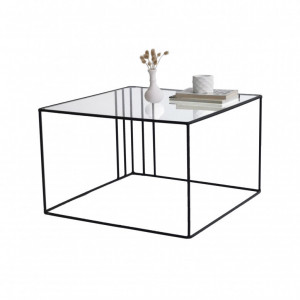 Masuta de Cafea Model Rohan, 55x55x36 cm, Negru, Blat Sticla securizata - Img 5