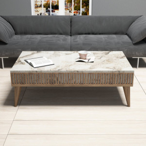 Masuta de Cafea Model Salas, 105x60x34.6 cm, Nuc/Alb - Img 2