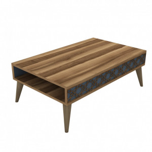 Masuta de Cafea Model Trevino, 105x60x36.6 cm, Nuc/Albastru cenusiu - Img 3