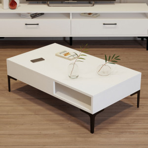 Masuta de Cafea Model Walker, 105x60x32.6 cm, Alb - Img 2