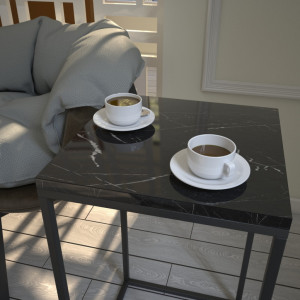 Masuta de Cafea Model Weaver, 35x35x62 cm, Negru marmorat - Img 3