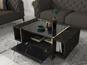 Măsuţă de cafea Veyron Negru 103.8x37.3x60 cm - Img 2