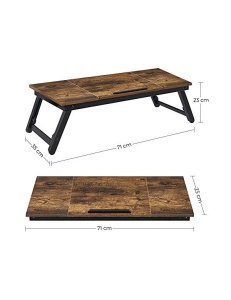 Măsuta pentru laptop, Songmics, Maro Rustic, 71 x 35 x 23 cm - Img 5