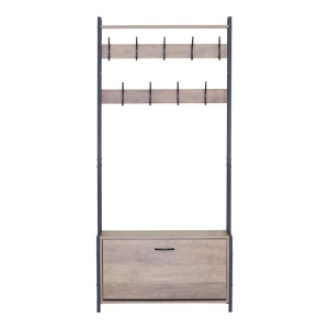 Mobilă hol Ventoria, natural/negru, 84x30x182 cm - Img 3