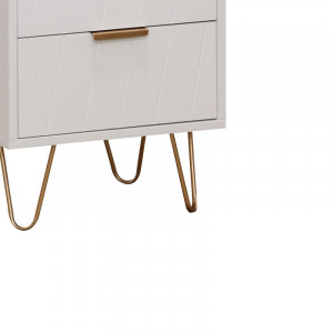 Noptiera Culture cu 2 sertare culoarea alba cu picioare aurii 40x35x52cm - Img 3