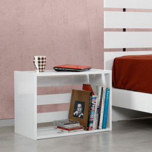Noptiera Model Bullock, Alb, 60x33x43cm - Img 1