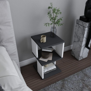 Noptiera Model Ramirez V1, Alb/Antracit, 29.6x29.6x49.4cm - Img 2