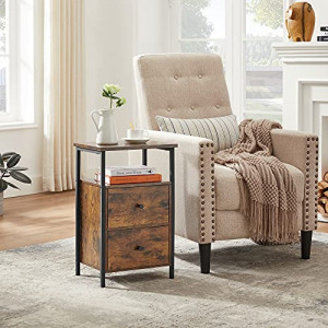 Noptiera Model Tanner, Negru/Maro rustic, 38x28x60cm - Img 6