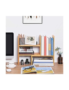 Organizator extensibil pentru birou din bambus, cu 3 module reglabile, Natur, 64,7 × 15 × 40 cm - Img 2